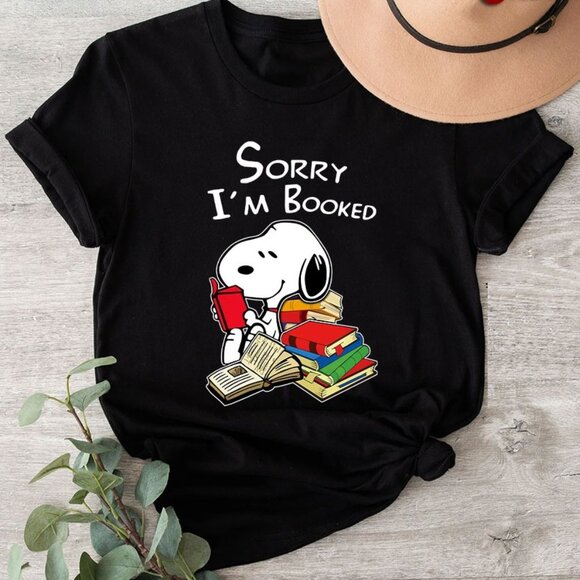 Travon A Other - Snoopy Reading Book Meme T Shirt Sorry Im Booked Graphic Fan Gift Retro Cartoon